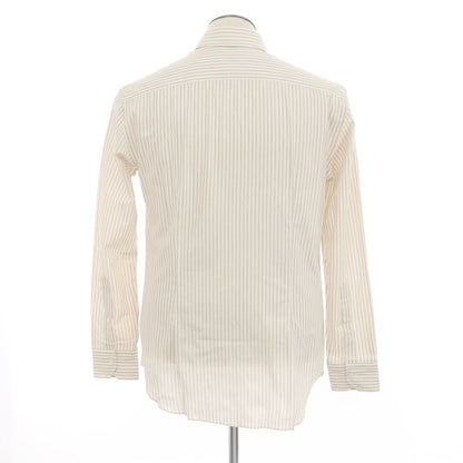 [New] Salvatore Piccolo Striped Cotton Semi-Wide Collar Dress Shirt Off-White x Beige [41] [Condition Rank N] [Men&
