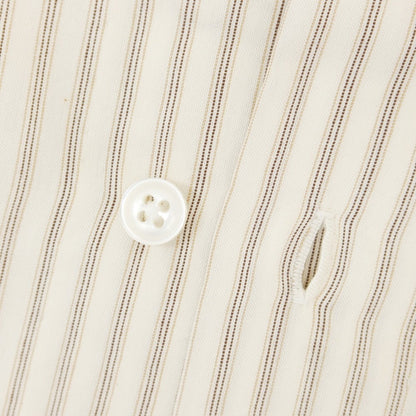 [New] Salvatore Piccolo Striped Cotton Semi-Wide Collar Dress Shirt Off-White x Beige [41] [Condition Rank N] [Men&