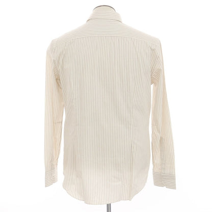 [New] Salvatore Piccolo Striped Cotton Semi-Wide Collar Dress Shirt Off-White x Beige [42] [Condition Rank N] [Men&