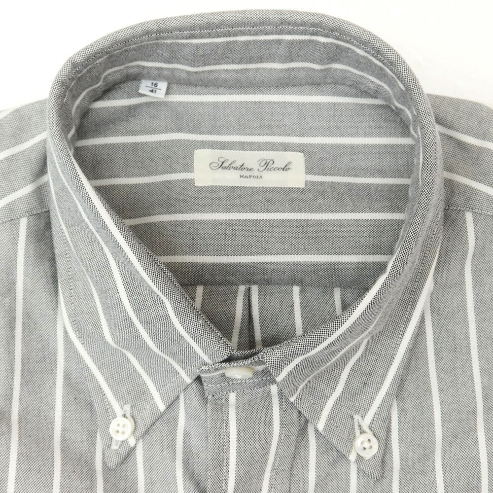 [New] Salvatore Piccolo Striped Cotton Button-down Casual Shirt Gray x White [41] [Condition Rank N] [Men&