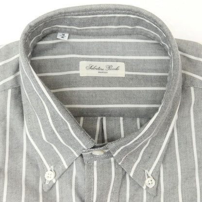 [New] Salvatore Piccolo Striped Cotton Button-down Casual Shirt Gray x White [41] [Condition Rank N] [Men&