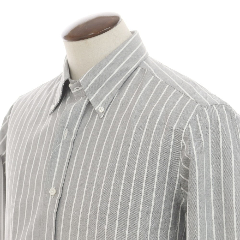 [New] Salvatore Piccolo Striped Cotton Button-down Casual Shirt Gray x White [42] [Condition Rank N] [Men&