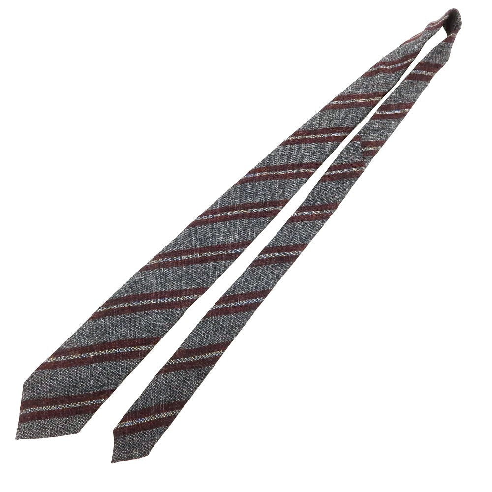 [New] Stefano Bigi Wool Striped Tie Dark Gray x Bordeaux [Condition Rank N] [Men&