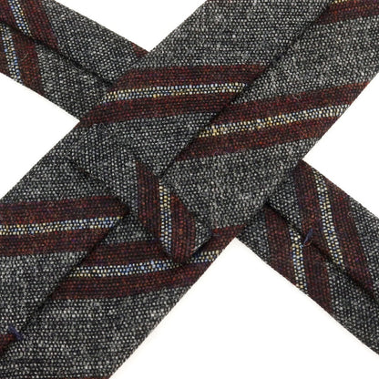 【新品】ステファノ ビジ stefano bigi ウール ストライプ柄ネクタイ ダークグレーxボルドー【 状態ランクN 】【 メンズ 】