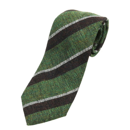 [New] Stefano Bigi Wool Striped Necktie Green x Dark Brown [Condition Rank N] [Men&