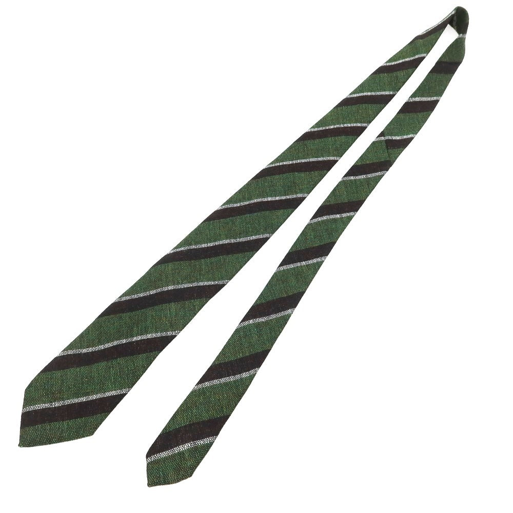 [New] Stefano Bigi Wool Striped Necktie Green x Dark Brown [Condition Rank N] [Men&