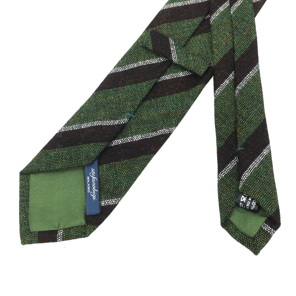 [New] Stefano Bigi Wool Striped Necktie Green x Dark Brown [Condition Rank N] [Men&