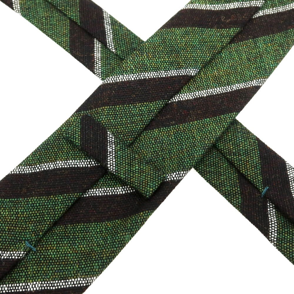 [New] Stefano Bigi Wool Striped Necktie Green x Dark Brown [Condition Rank N] [Men&