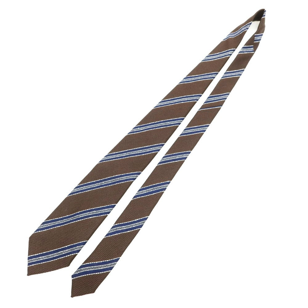 [New] Stefano Bigi Wool Silk Striped Necktie Brown x Navy [Condition Rank N] [Men&