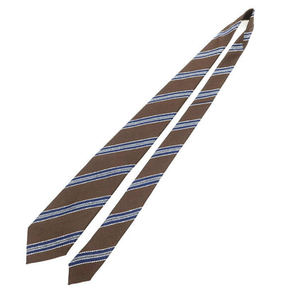 [New] Stefano Bigi Wool Silk Striped Necktie Brown x Navy [Condition Rank N] [Men&