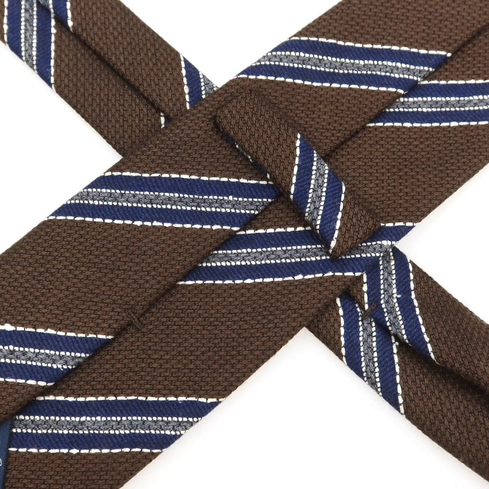 [New] Stefano Bigi Wool Silk Striped Necktie Brown x Navy [Condition Rank N] [Men&