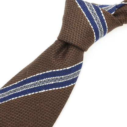 【新品】ステファノ ビジ stefano bigi ウールシルク ストライプ柄ネクタイ ブラウンxネイビー【 状態ランクN 】【 メンズ 】