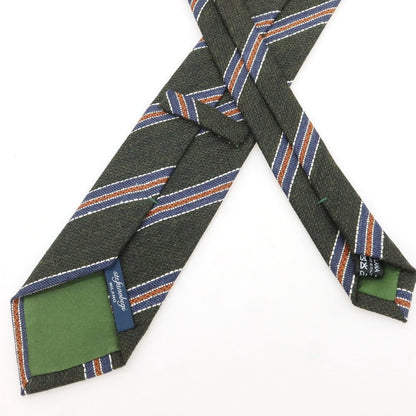 【新品】ステファノ ビジ stefano bigi ウールシルク ストライプ柄ネクタイ ダークグリーンxオレンジ【 状態ランクN 】【 メンズ 】