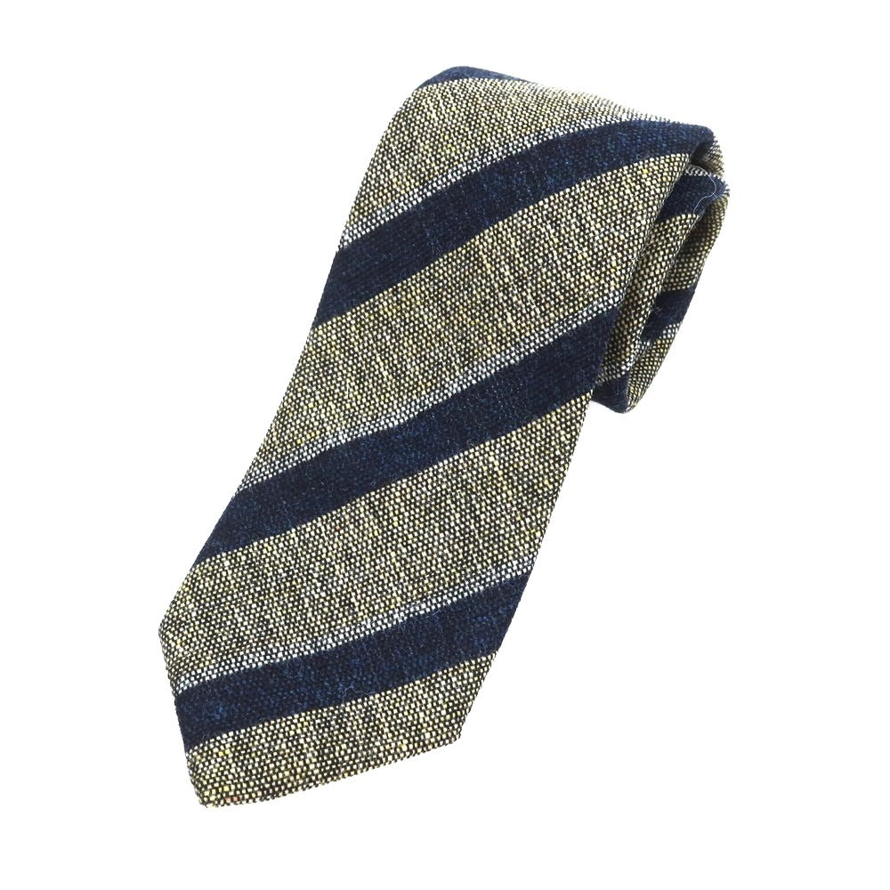 [New] Stefano Bigi Wool Striped Necktie Beige x Navy [Condition Rank N] [Men&