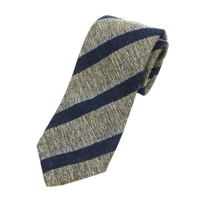 [New] Stefano Bigi Wool Striped Necktie Beige x Navy [Condition Rank N] [Men&