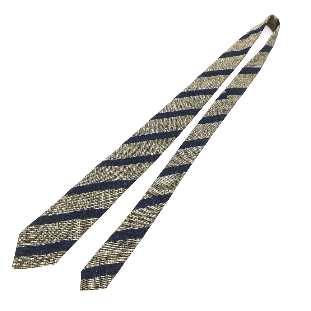 [New] Stefano Bigi Wool Striped Necktie Beige x Navy [Condition Rank N] [Men&