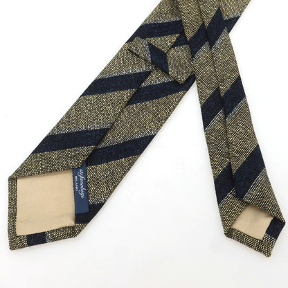 【新品】ステファノ ビジ stefano bigi ウール ストライプ柄ネクタイ ベージュxネイビー【 状態ランクN 】【 メンズ 】
