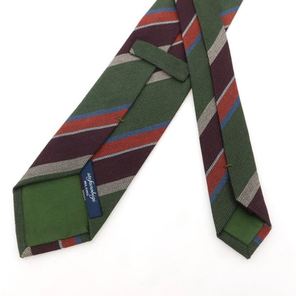 [New] Stefano Bigi Cotton Striped Necktie Green x Bordeaux [Condition Rank N] [Men&