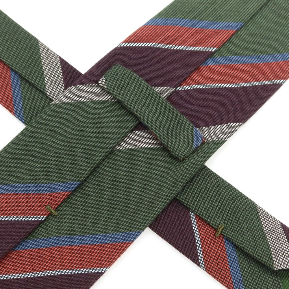 [New] Stefano Bigi Cotton Striped Necktie Green x Bordeaux [Condition Rank N] [Men&