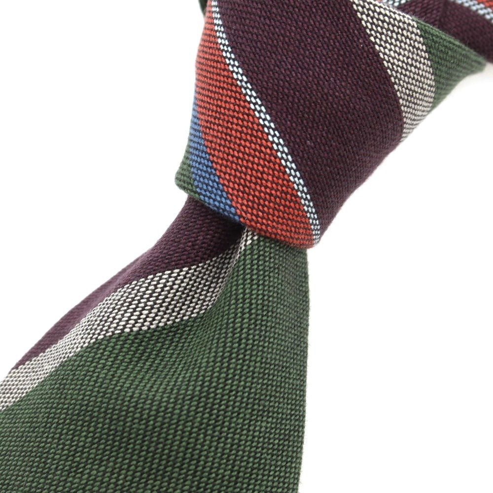 [New] Stefano Bigi Cotton Striped Necktie Green x Bordeaux [Condition Rank N] [Men&