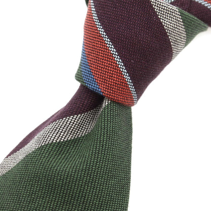 [New] Stefano Bigi Cotton Striped Necktie Green x Bordeaux [Condition Rank N] [Men&