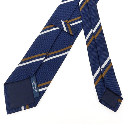 [New] Stefano Bigi Silk Striped Necktie Navy x Brown [Condition Rank N] [Men&