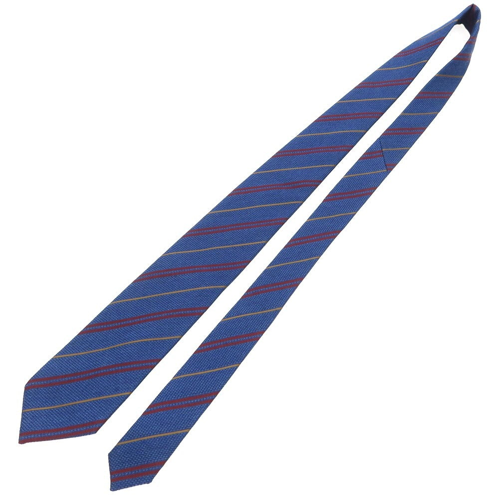【新品】ステファノ ビジ stefano bigi シルクウール ストライプ柄ネクタイ ネイビーxボルドー【 状態ランクN 】【 メンズ 】