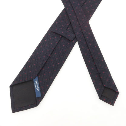 【新品】ステファノ ビジ stefano bigi シルクカシミヤ ドット柄ネクタイ ブラックネイビーxワイン【 状態ランクN 】【 メンズ 】