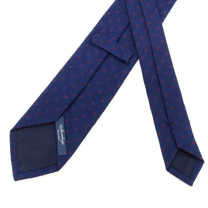 【新品】ステファノ ビジ stefano bigi シルクカシミヤ ドット柄ネクタイ ネイビーxワイン【 状態ランクN 】【 メンズ 】