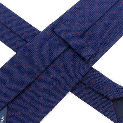 【新品】ステファノ ビジ stefano bigi シルクカシミヤ ドット柄ネクタイ ネイビーxワイン【 状態ランクN 】【 メンズ 】