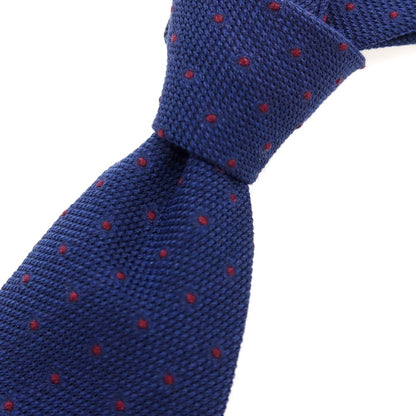 【新品】ステファノ ビジ stefano bigi シルクカシミヤ ドット柄ネクタイ ネイビーxワイン【 状態ランクN 】【 メンズ 】