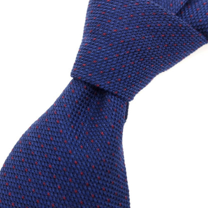 【新品】ステファノ ビジ stefano bigi シルクカシミヤ ドット柄ネクタイ ネイビーxワイン【 状態ランクN 】【 メンズ 】