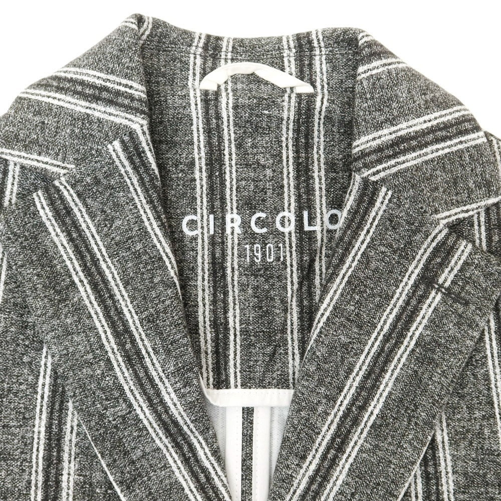 【中古】チルコロ1901 CIRCOLO 1901 ストライプ プリント コットンジャージー セットアップ 2つボタンスーツ グレーxホワイト【 42 】【 状態ランクB 】【 メンズ 】