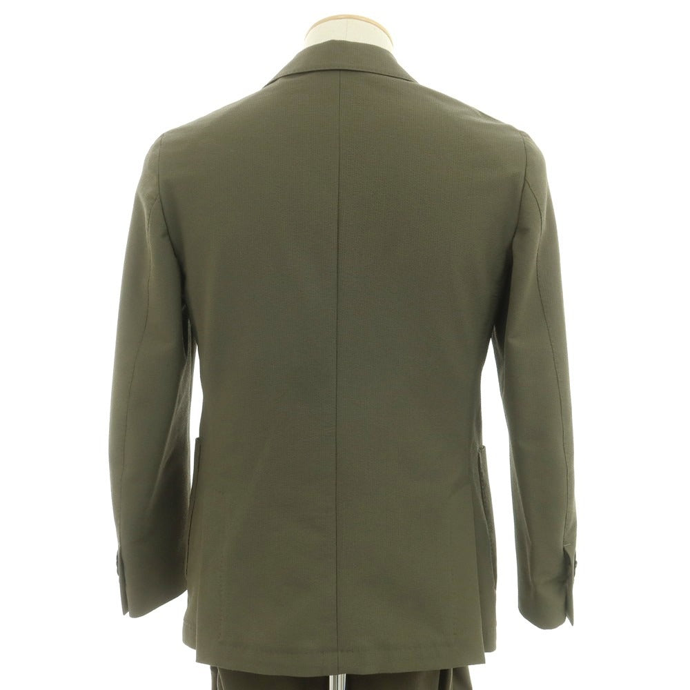 【中古】ラルディーニ LARDINI ポリエステルサッカー セットアップ 3つボタンスーツ オリーブ【 44 】【 状態ランクB 】【 メンズ 】
