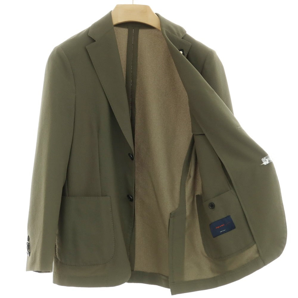 【中古】ラルディーニ LARDINI ポリエステルサッカー セットアップ 3つボタンスーツ オリーブ【 44 】【 状態ランクB 】【 メンズ 】