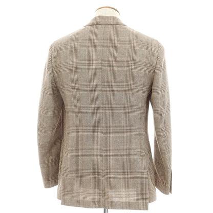 【中古】【未使用】ラルディーニ LARDINI ウールシルク チェック テーラードジャケット ブラウン系【 48 7REG 】【 状態ランクS 】【 メンズ 】