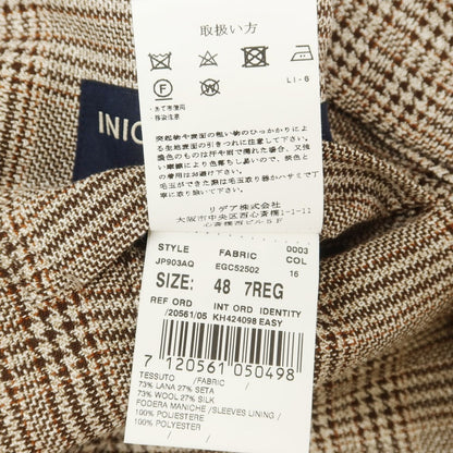 【中古】【未使用】ラルディーニ LARDINI ウールシルク チェック テーラードジャケット ブラウン系【 48 7REG 】【 状態ランクS 】【 メンズ 】