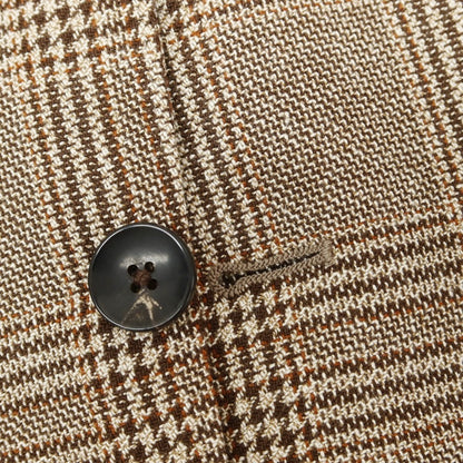 【中古】【未使用】ラルディーニ LARDINI ウールシルク チェック テーラードジャケット ブラウン系【 48 7REG 】【 状態ランクS 】【 メンズ 】