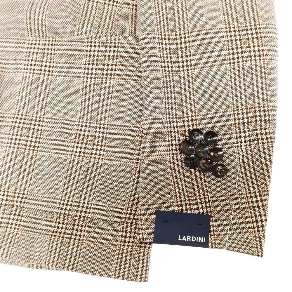 【中古】【未使用】ラルディーニ LARDINI ウールシルク チェック テーラードジャケット ブラウン系【 48 7REG 】【 状態ランクS 】【 メンズ 】
