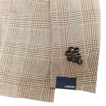 【中古】【未使用】ラルディーニ LARDINI ウールシルク チェック テーラードジャケット ブラウン系【 48 7REG 】【 状態ランクS 】【 メンズ 】