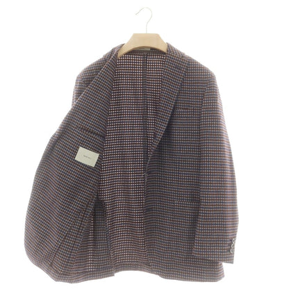 【中古】ボリオリ BOGLIOLI ウールアンゴラ チェック テーラードジャケット グレーxネイビー×ブラウン【 48 】【 状態ランクB 】【 メンズ 】
