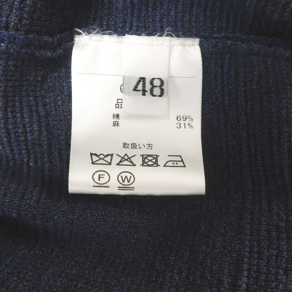 【中古】クルチアーニ CRUCIANI ハイゲージ コットンリネン クルーネック プルオーバーニット ネイビーxグレー【 48 】【 状態ランクC 】【 メンズ 】