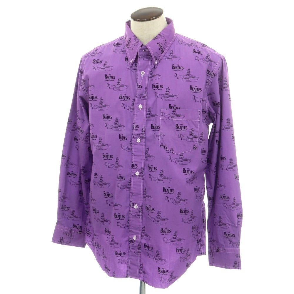 【中古】コムデギャルソン COMME des GARCONS THE BEATLES コットン ボタンダウン カジュアルシャツ パープルxブラック【 XXL 】【 状態ランクB 】【 メンズ 】[EPD]
