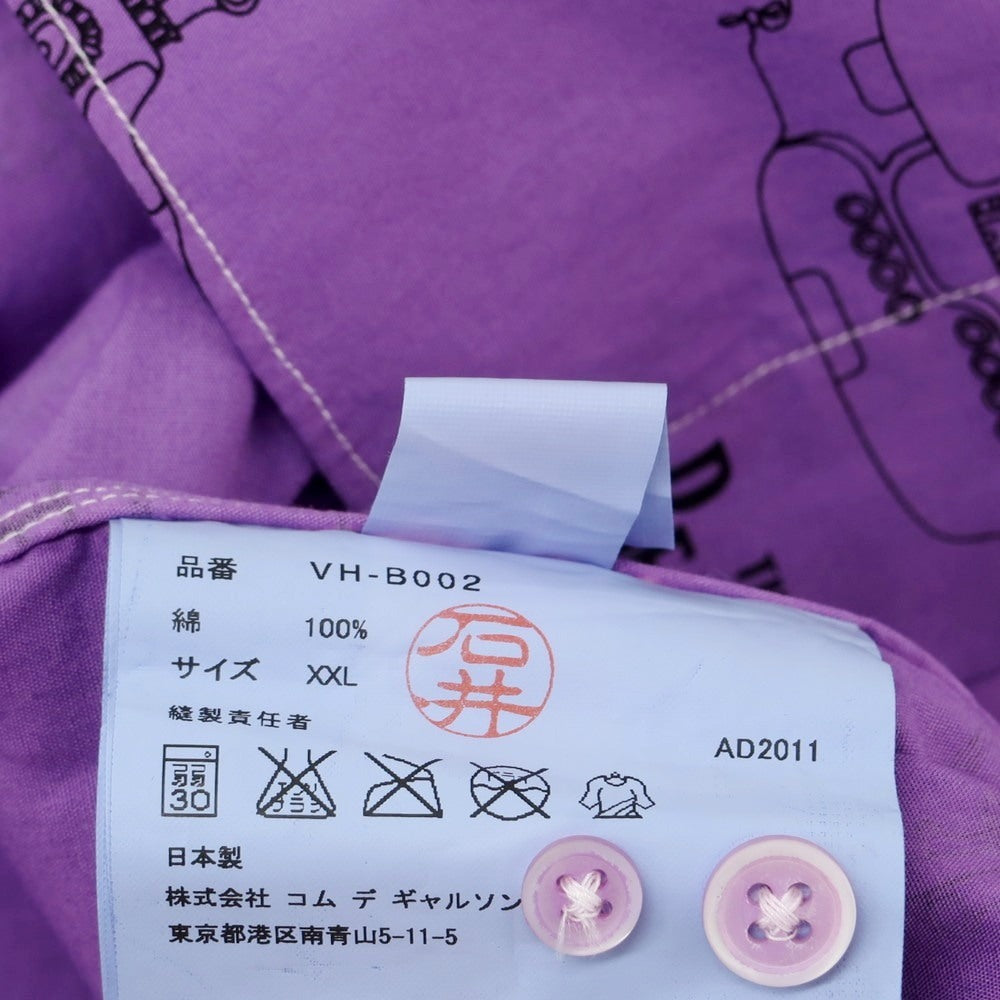 【中古】コムデギャルソン COMME des GARCONS THE BEATLES コットン ボタンダウン カジュアルシャツ パープルxブラック【 XXL 】【 状態ランクB 】【 メンズ 】[EPD]