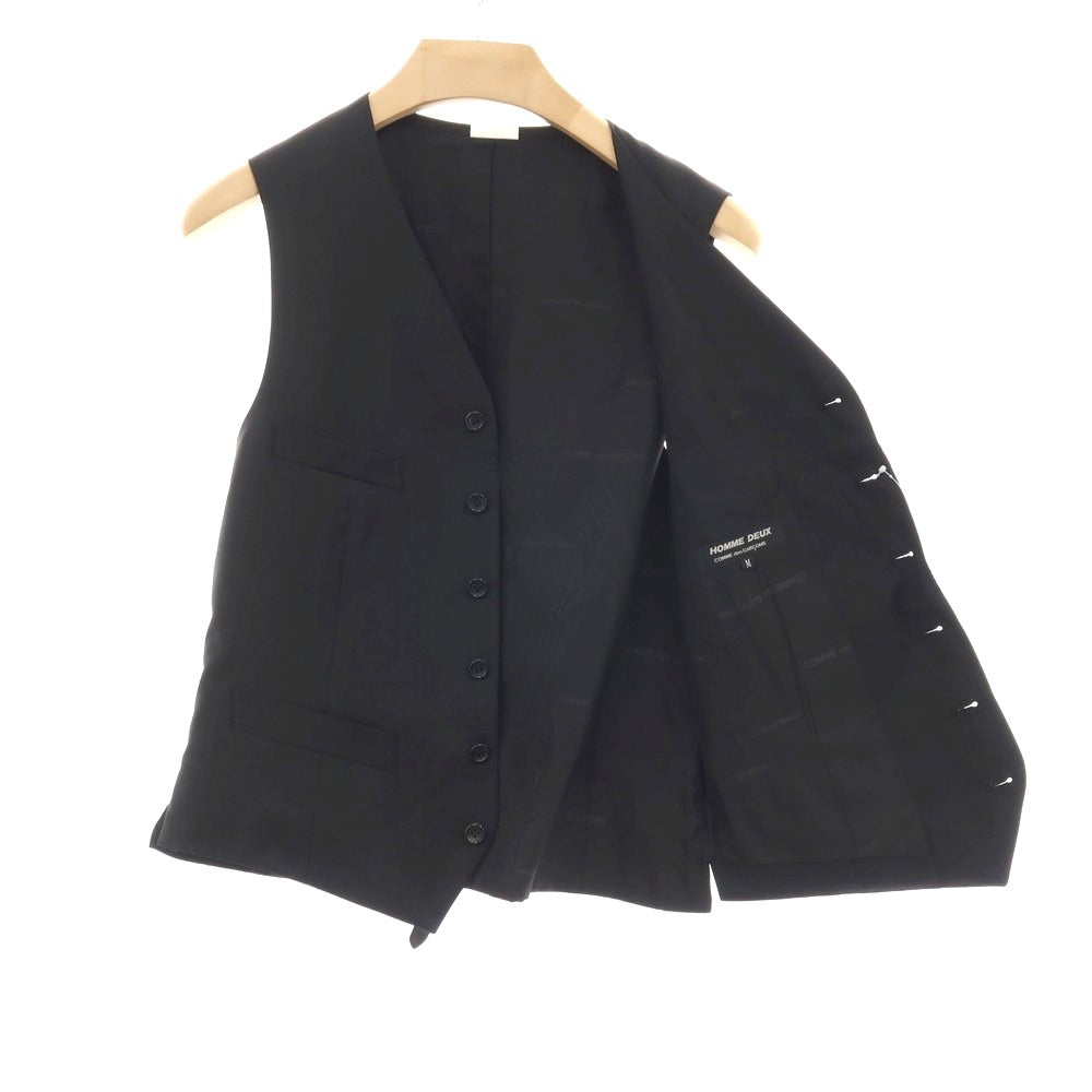 【中古】コムデギャルソン オムドゥ COMME des GARCONS HOMME DEUX 2024年春夏 ウールポリエステル ヘリンボーン ドレス系ジレ ベスト ブラック【 サイズM 】【 状態ランクA 】【 メンズ 】 [APD]