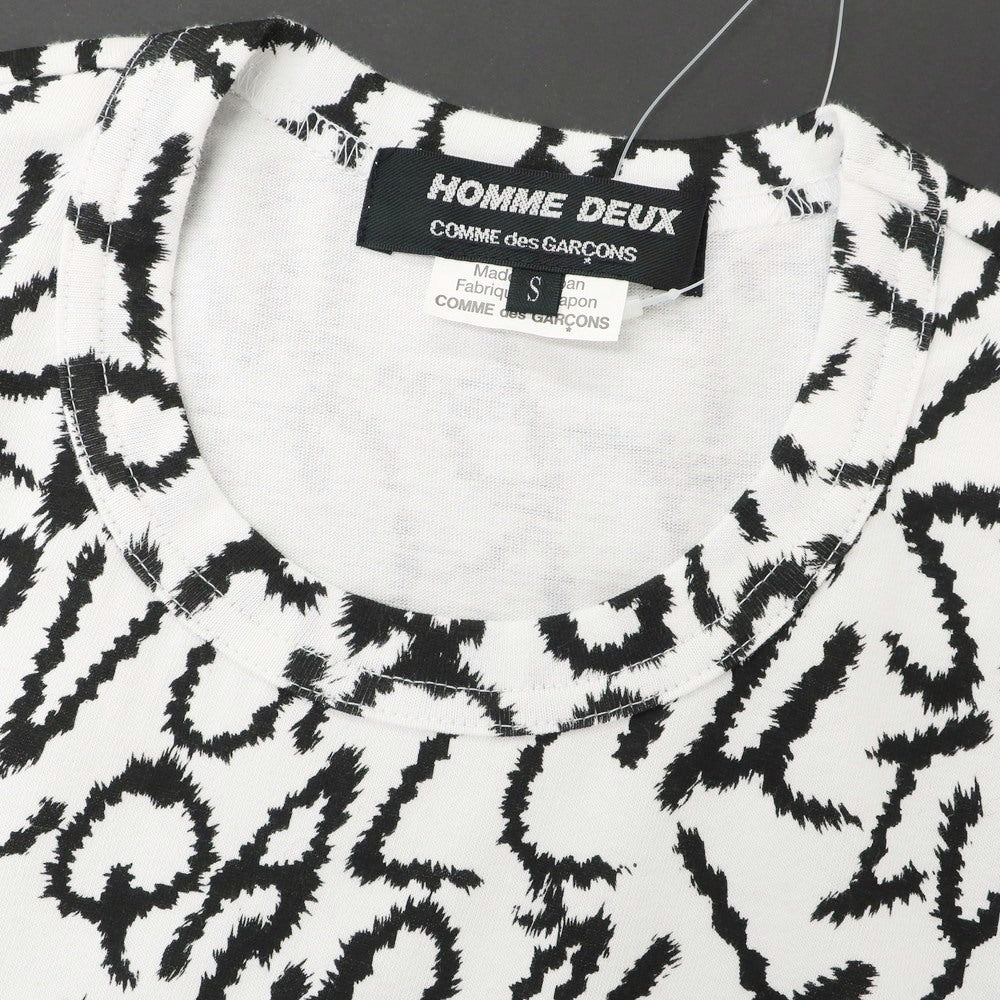 【中古】コムデギャルソン オムドゥ COMME des GARCONS HOMME DEUX 2024年秋冬 コットン クルーネック 半袖Ｔシャツ ホワイトxブラック【サイズS】【 状態ランクA 】【 メンズ 】[EPD]