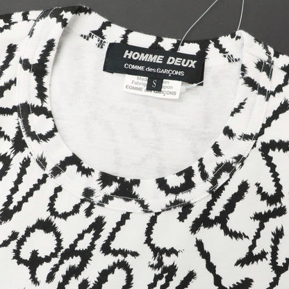 【中古】コムデギャルソン オムドゥ COMME des GARCONS HOMME DEUX 2024年秋冬 コットン クルーネック 半袖Ｔシャツ ホワイトxブラック【 S 】【 状態ランクA 】【 メンズ 】