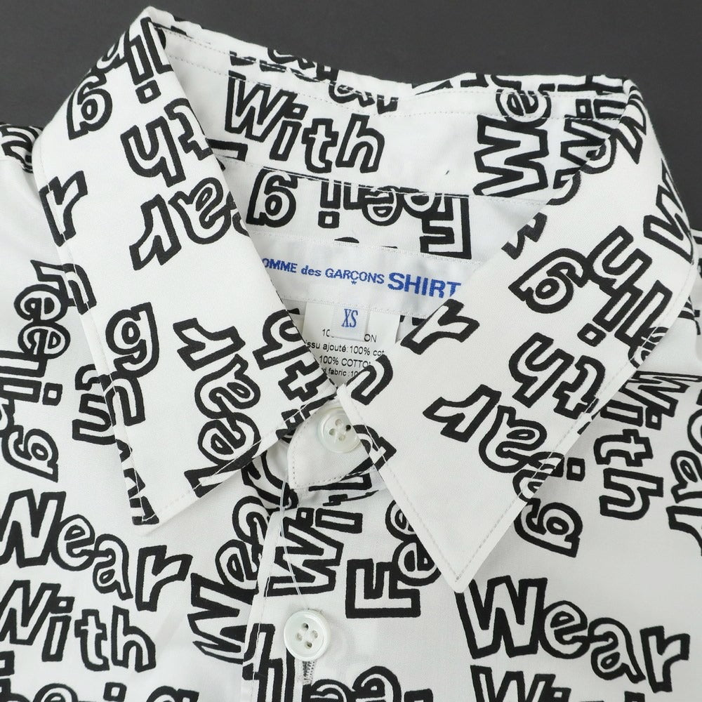 【中古】コムデギャルソンシャツ COMME des GARCONS SHIRT 2024年秋冬 コットン レギュラーカラー カジュアルシャツ ホワイトxブラック【 XS 】【 状態ランクA 】【 メンズ 】[EPD]