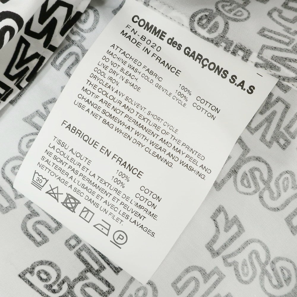 【中古】コムデギャルソンシャツ COMME des GARCONS SHIRT 2024年秋冬 コットン レギュラーカラー カジュアルシャツ ホワイトxブラック【 XS 】【 状態ランクA 】【 メンズ 】[EPD]