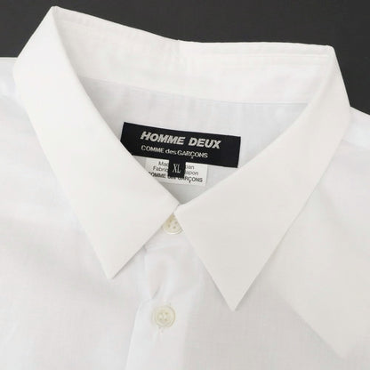 【中古】コムデギャルソン オムドゥ COMME des GARCONS HOMME DEUX 2024年春夏 コットン レギュラーカラー 半袖シャツ ホワイト【 XL 】【 状態ランクA 】【 メンズ 】